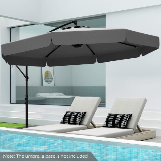 10 Feet Patio Cantilever Umbrella with Cover Tilt Adjustment and Ruffled Edge-Gray