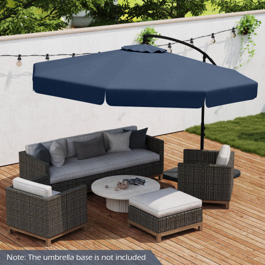 10 Feet Patio Cantilever Umbrella with Cover Tilt Adjustment and Ruffled Edge-Navy