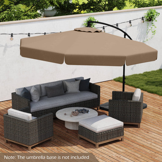 10 Feet Patio Cantilever Umbrella with Cover Tilt Adjustment and Ruffled Edge-Taupe