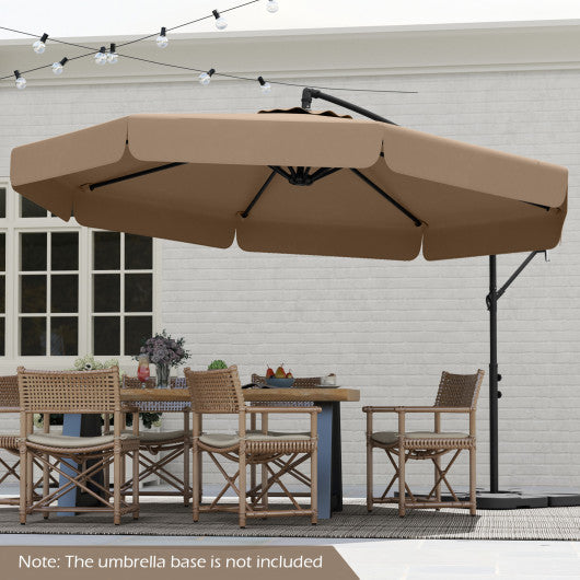 10 Feet Patio Cantilever Umbrella with Cover Tilt Adjustment and Ruffled Edge-Taupe