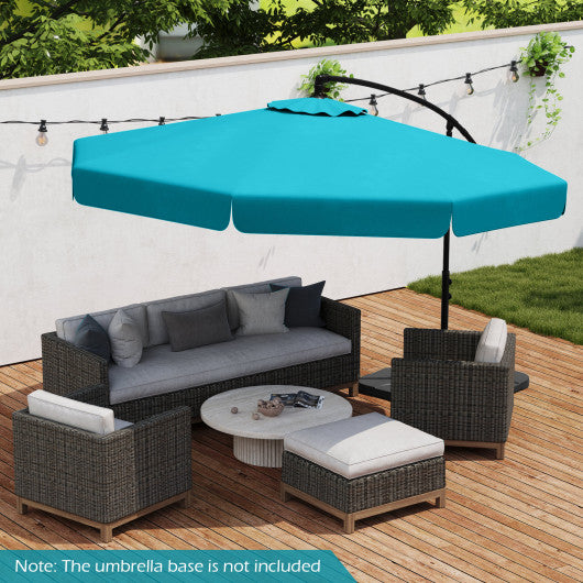 10 Feet Patio Cantilever Umbrella with Cover Tilt Adjustment and Ruffled Edge-Turquoise
