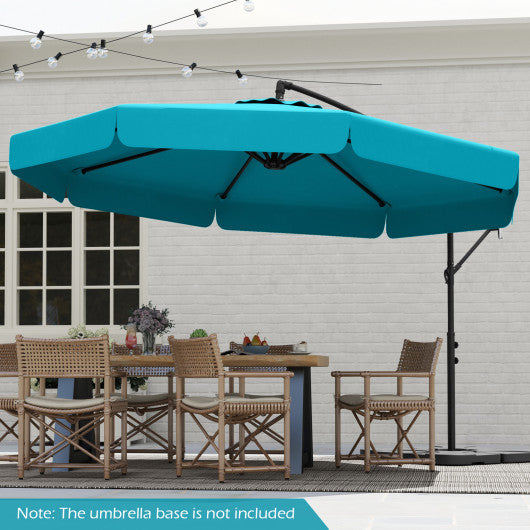 10 Feet Patio Cantilever Umbrella with Cover Tilt Adjustment and Ruffled Edge-Turquoise