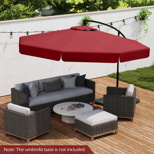 10 Feet Patio Cantilever Umbrella with Cover Tilt Adjustment and Ruffled Edge-Wine