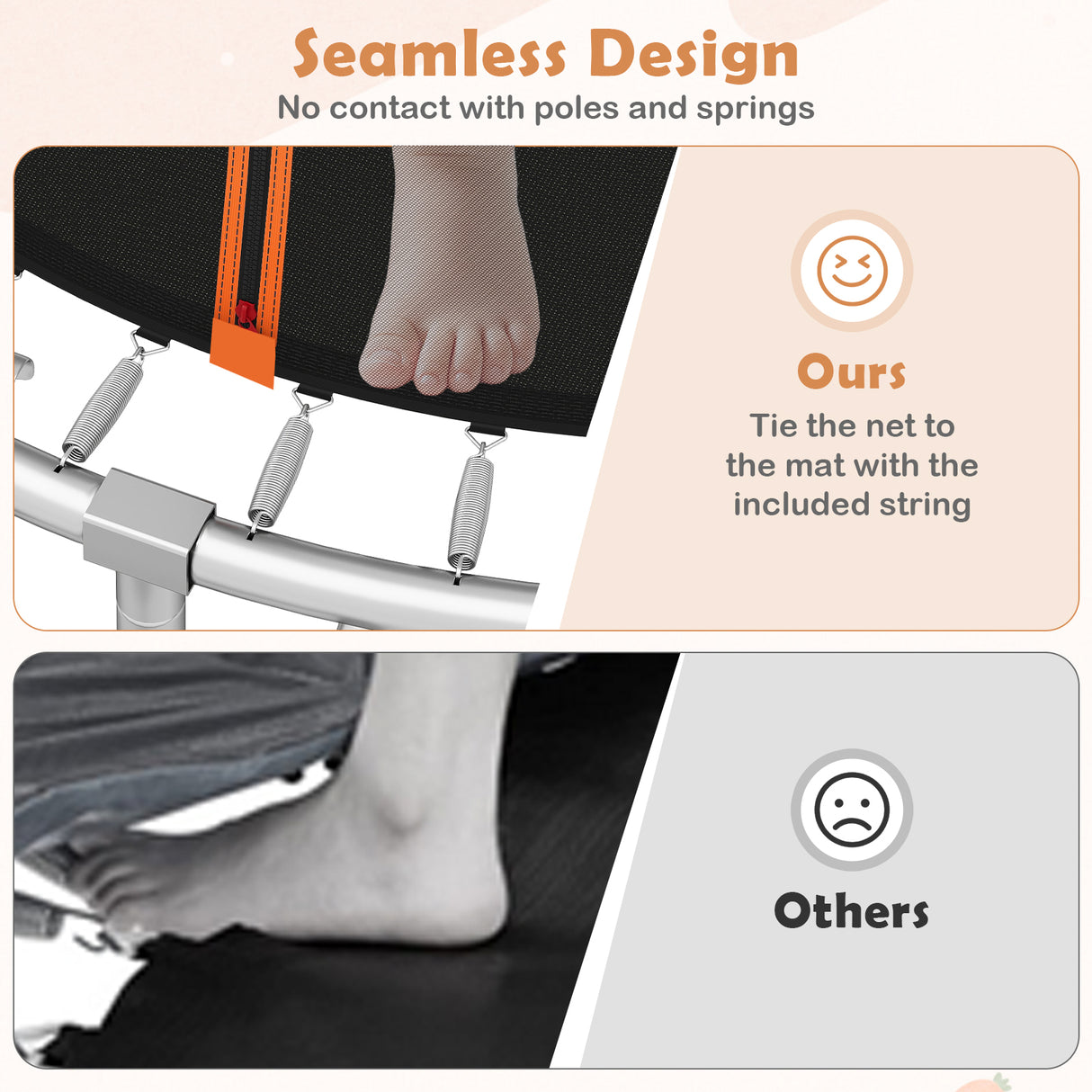 10FT Outdoor Trampoline Heavy-Duty Recreational Trampoline with Safety Enclosure Net-Orange