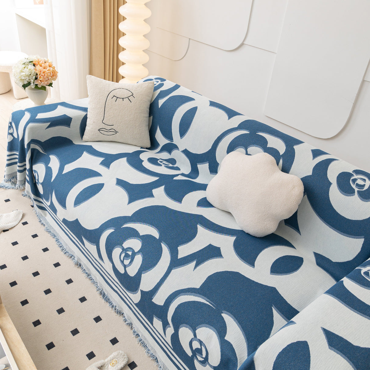 Chenille Sofa Cover Blanket, Couch Cover Blanket Throws for Couches Living Room Furniture Throw Covers