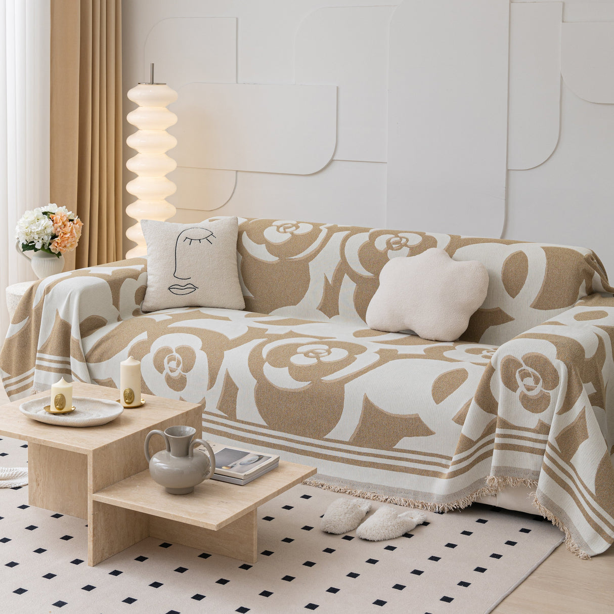 Chenille Sofa Cover Blanket, Couch Cover Blanket Throws for Couches Living Room Furniture Throw Covers