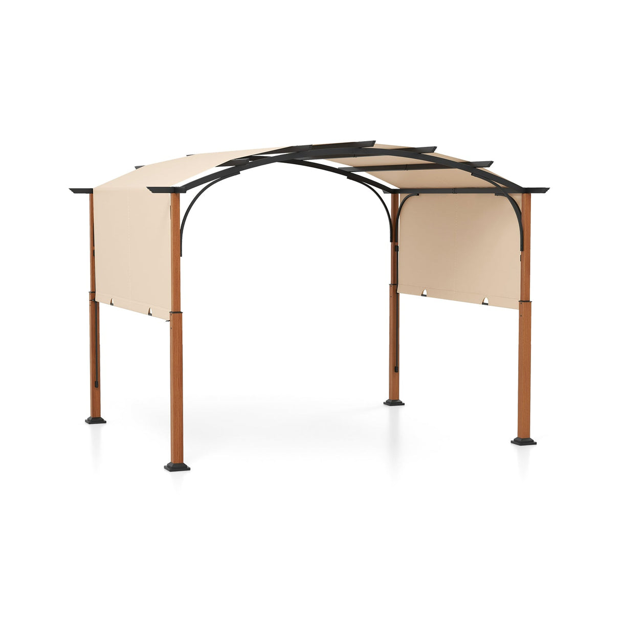 10 x 12 FT Outdoor Retractable Pergola with Retractable Canopy for Patio-Beige by DirectDeals