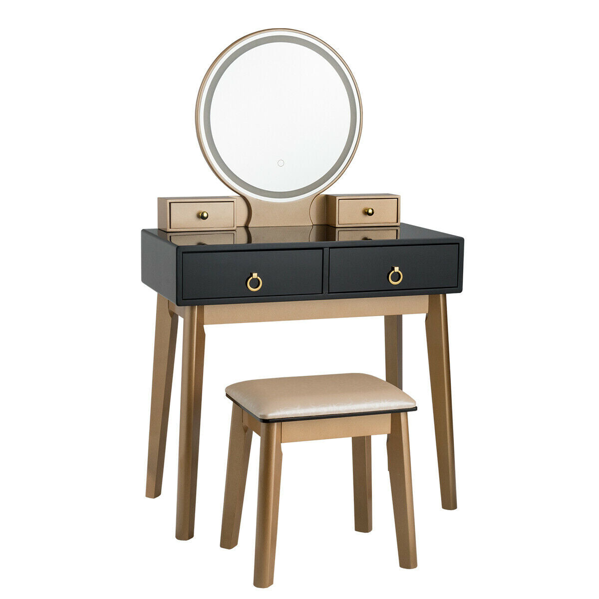 Set 3 Makeup Vanity Table Color Lighting Jewelry Divider Dressing Table-White