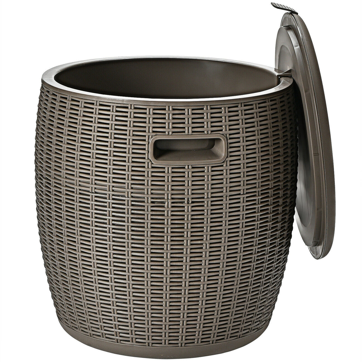 9.5 Gallon 4-in-1 Patio Rattan Cool Bar Cocktail Table Side Table-Black