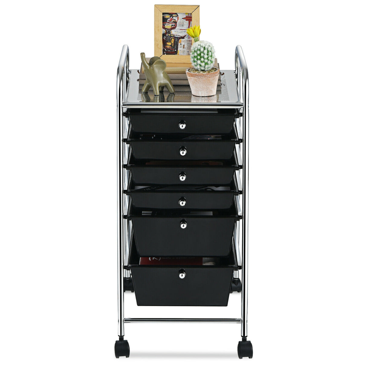 6 Drawers Rolling Storage Cart Organizer-Transparent Multicolor