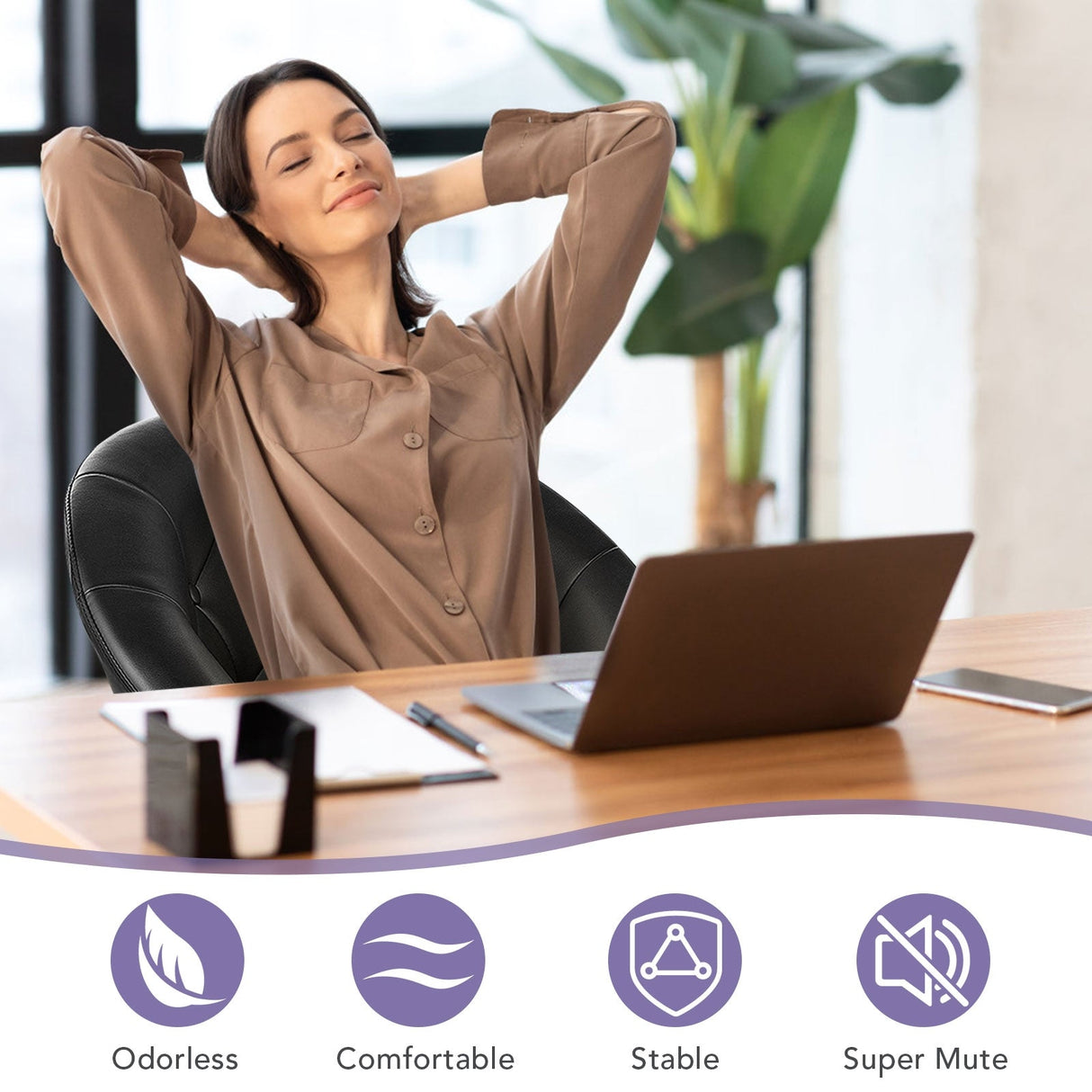 1 Piece Modern Adjustable Swivel Round PU Leather Chair-Black by DirectDeals