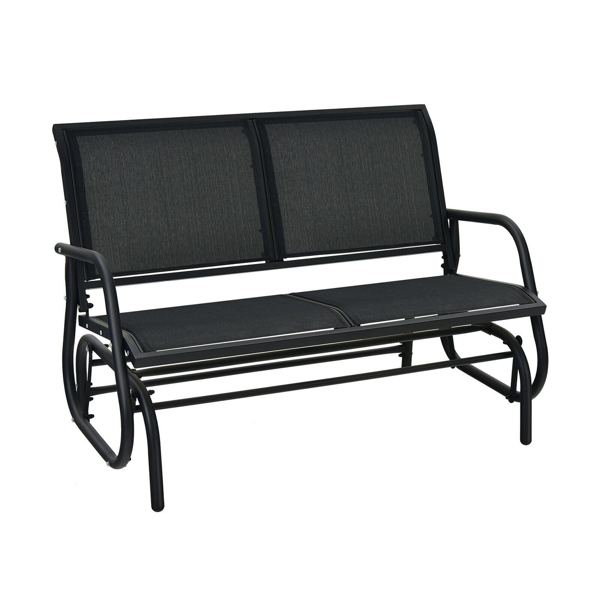 Swing Glider Chair 48 Inch Loveseat Rocker Lounge Backyard-Brown