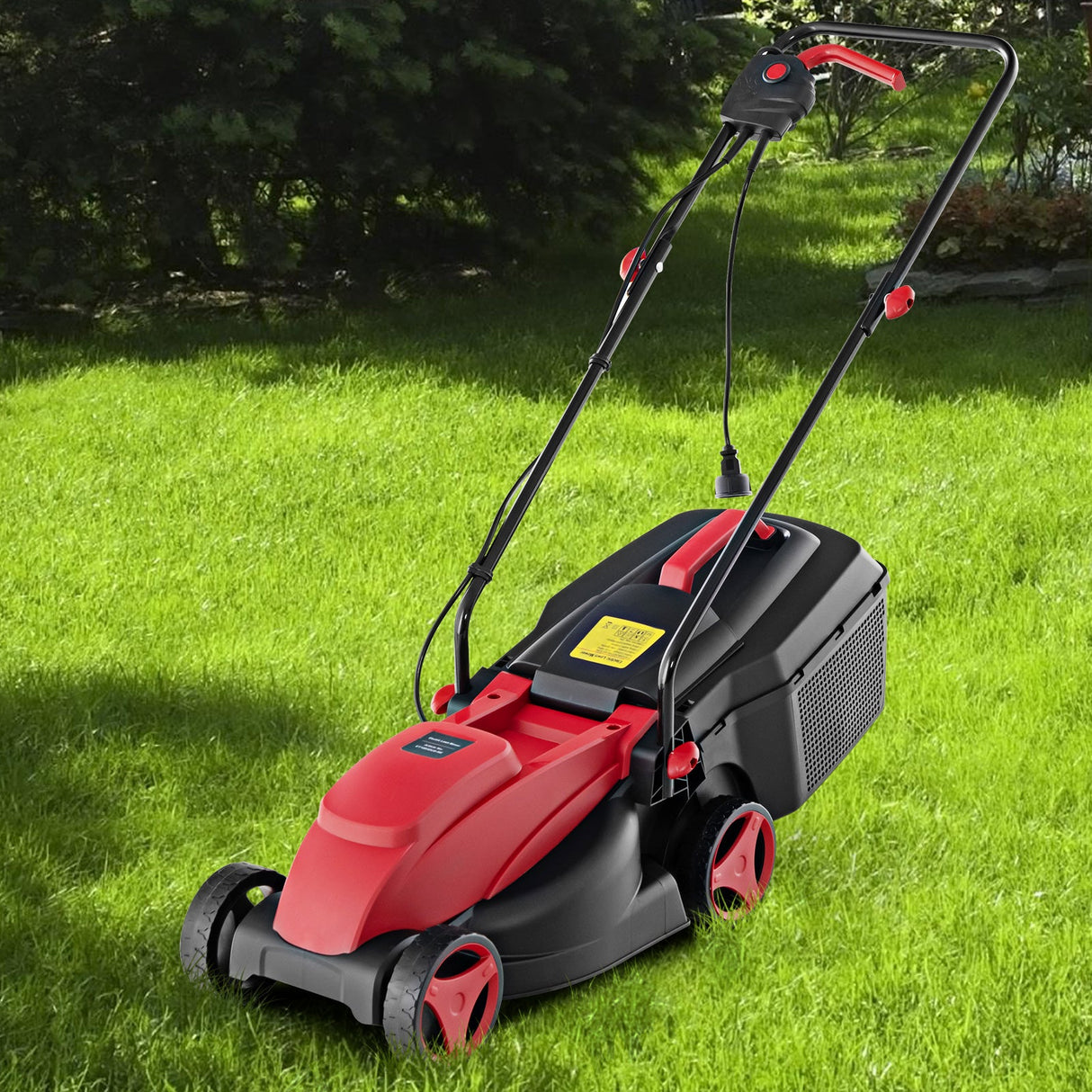 10 AMP 13 Inch Electric Corded Lawn Mower with Collection Box-Red by DirectDeals