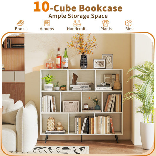 7/8/10-Cube Bookcase with 5 Tapered Metal Legs-7 Cubes