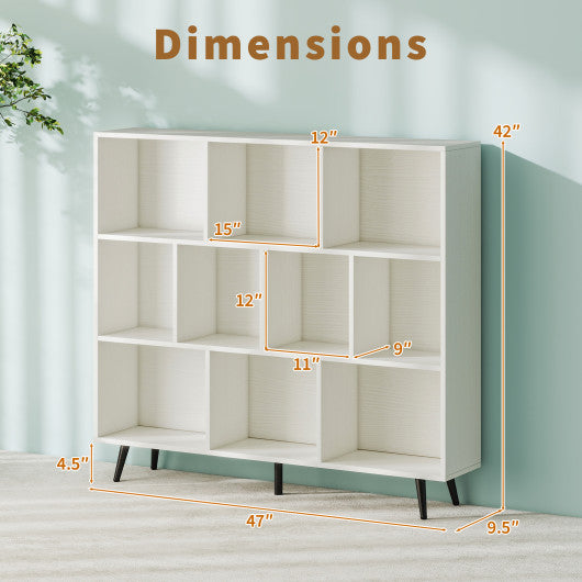7/8/10-Cube Bookcase with 5 Tapered Metal Legs-10 Cubes