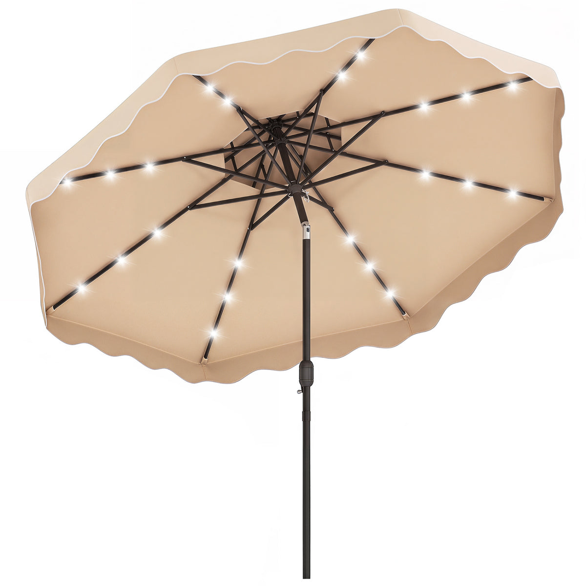 10 FT Solar LED Patio Umbrella for Deck and Pool-Beige