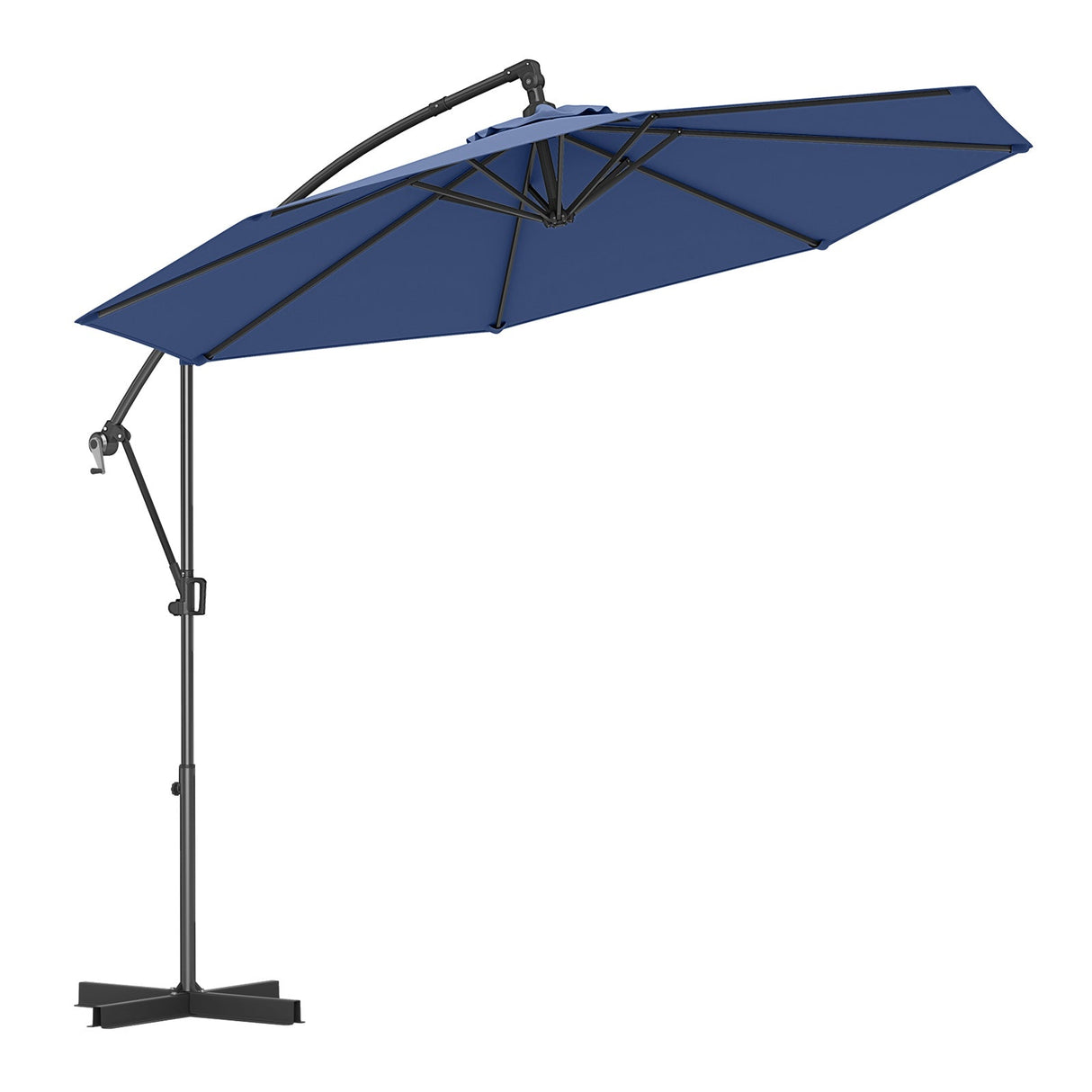 10 Feet Offset Hanging Umbrella with Base and Infinite Tilt-Navy by DirectDeals