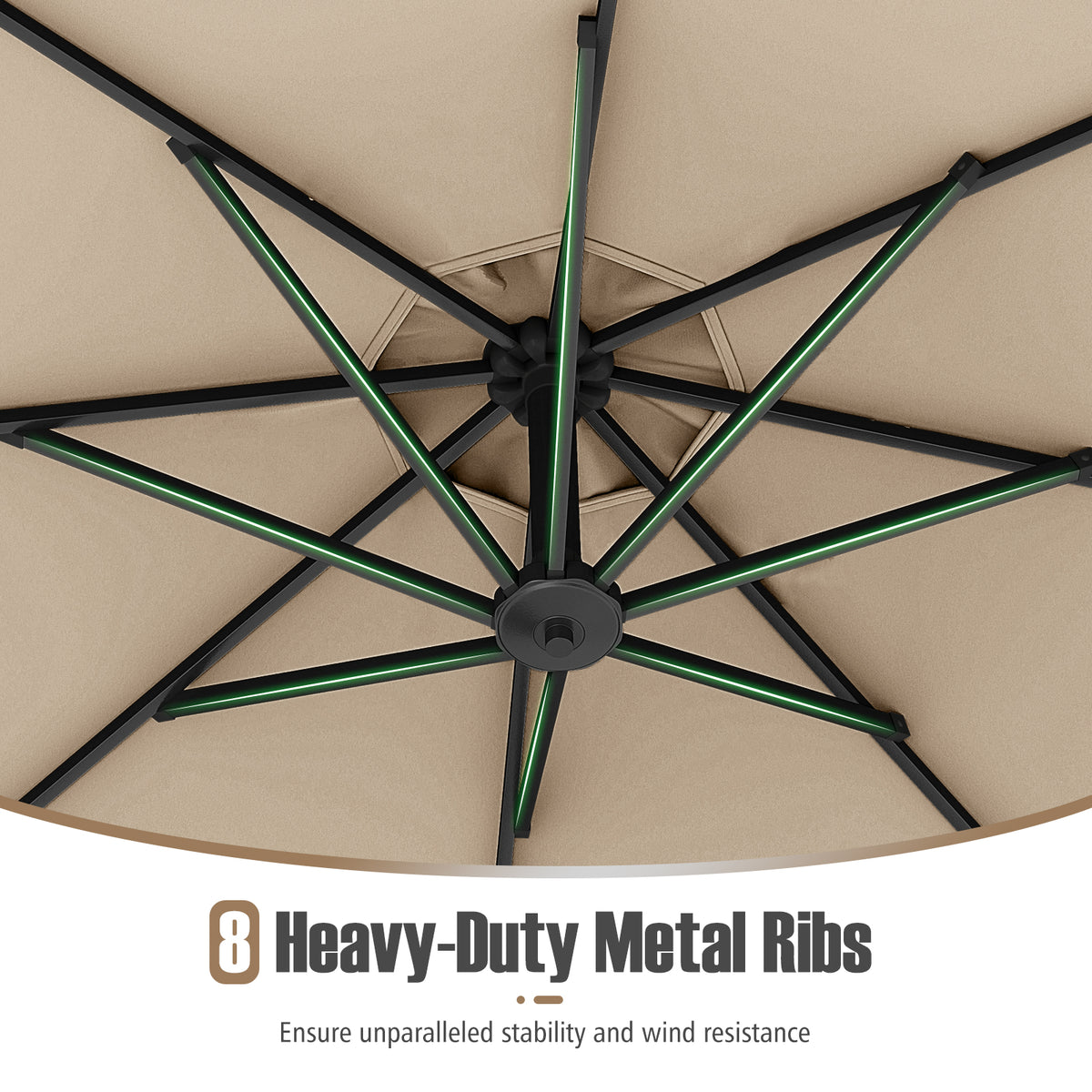 10 Feet Offset Hanging Umbrella with Base Patio Cantilever Umbrella with Tilt-Beige