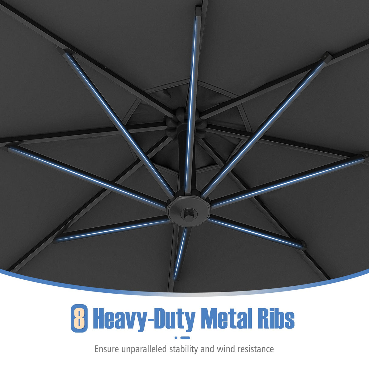 10 Feet Offset Hanging Umbrella with Base Patio Cantilever Umbrella with Tilt-Gray by DirectDeals