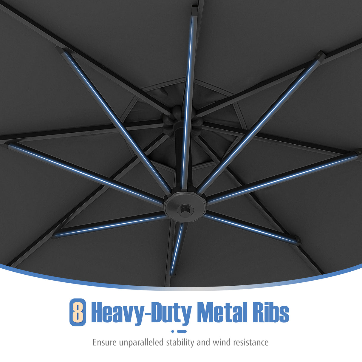 10 Feet Offset Hanging Umbrella with Base Patio Cantilever Umbrella with Tilt-Gray