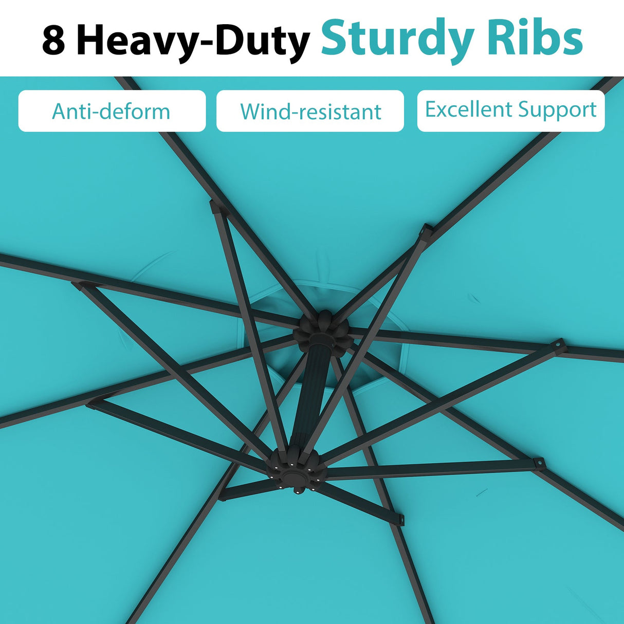 10 Feet Offset Umbrella with 8 Ribs Cantilever and Cross Base-Turquoise by DirectDeals