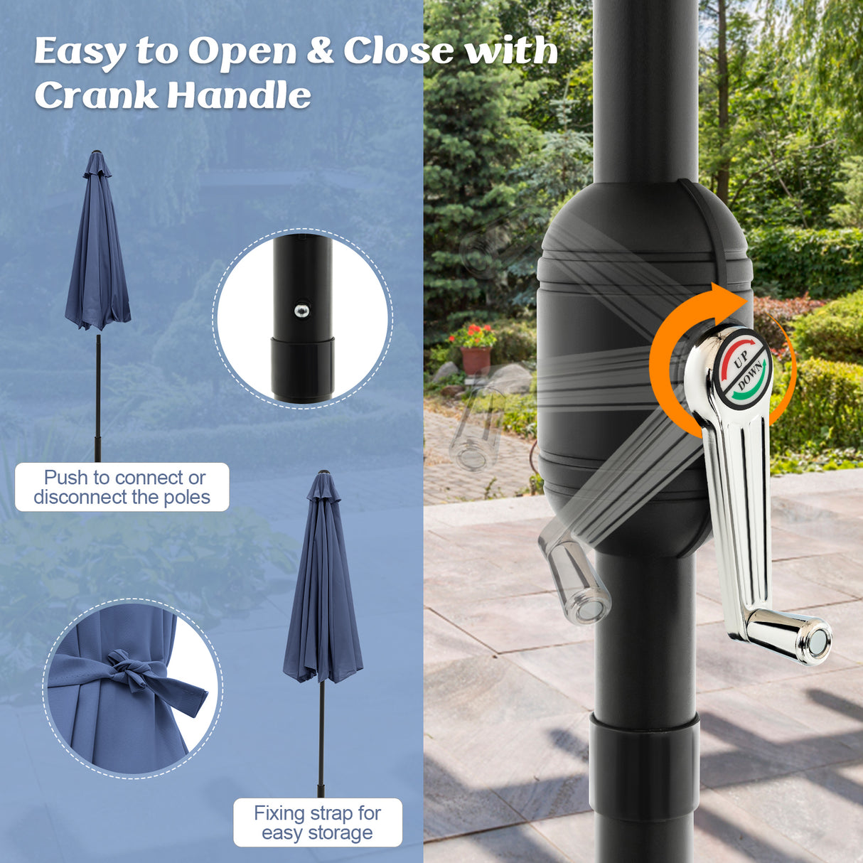 10 Feet Outdoor Patio Umbrella with Tilt Adjustment and Crank-Navy