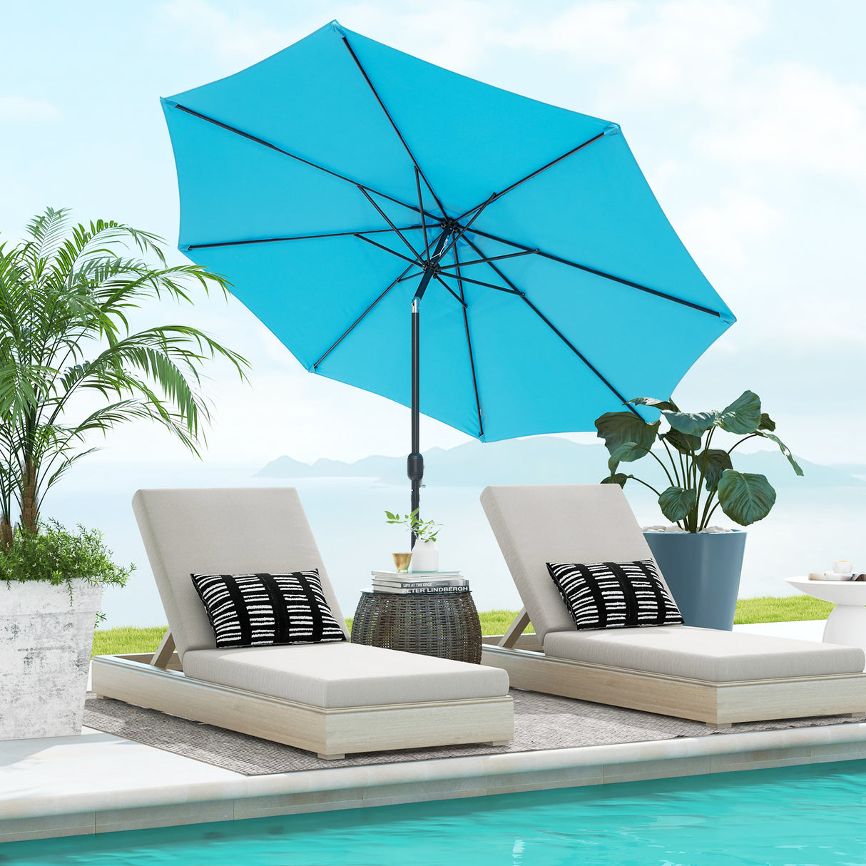 10 Feet Outdoor Patio Umbrella with Tilt Adjustment and Crank-Dark Red