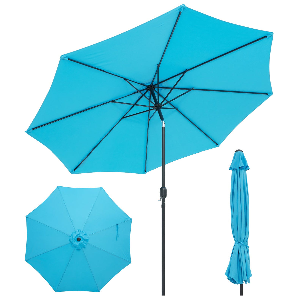 10 Feet Outdoor Patio Umbrella with Tilt Adjustment and Crank-Blue by DirectDeals