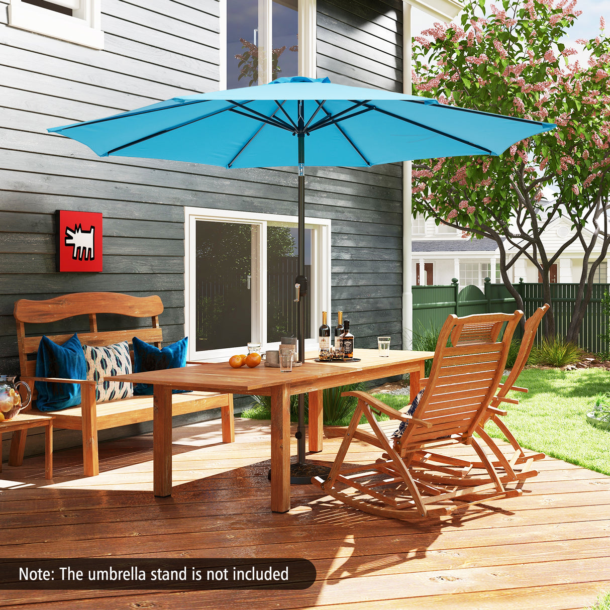 10 Feet Outdoor Patio Umbrella with Tilt Adjustment and Crank-Dark Red