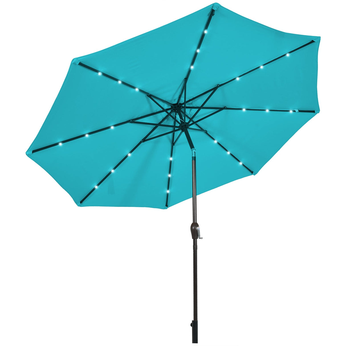 10 Feet Outdoor Patio Umbrella with Bright Solar LED Lights-Turquoise by DirectDeals