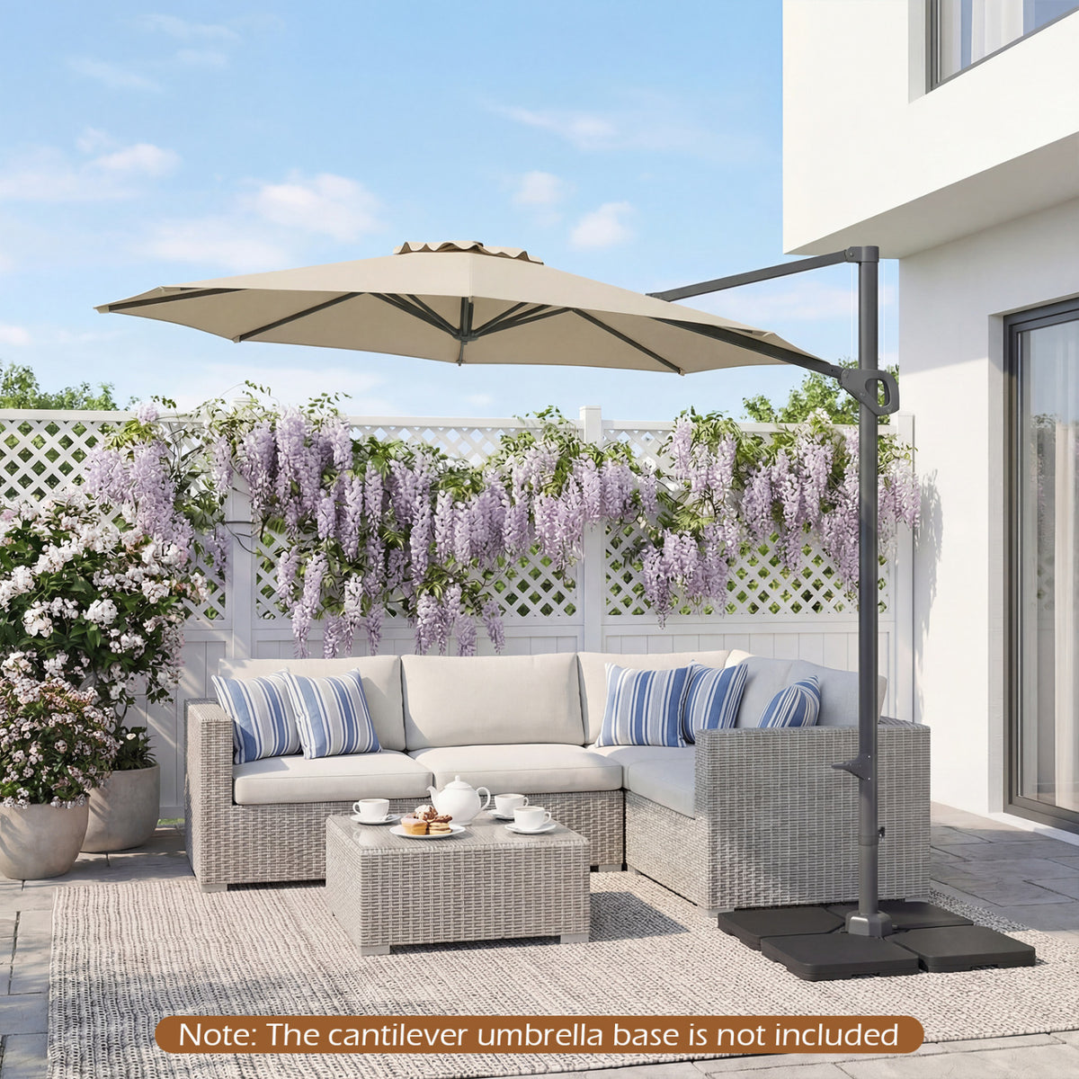 10 Feet Patio Cantilever Umbrella with Easy Tilt Adjustment-Beige