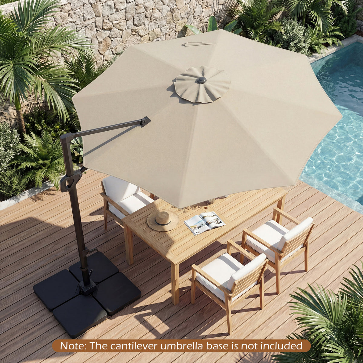 10 Feet Patio Cantilever Umbrella with Easy Tilt Adjustment-Beige