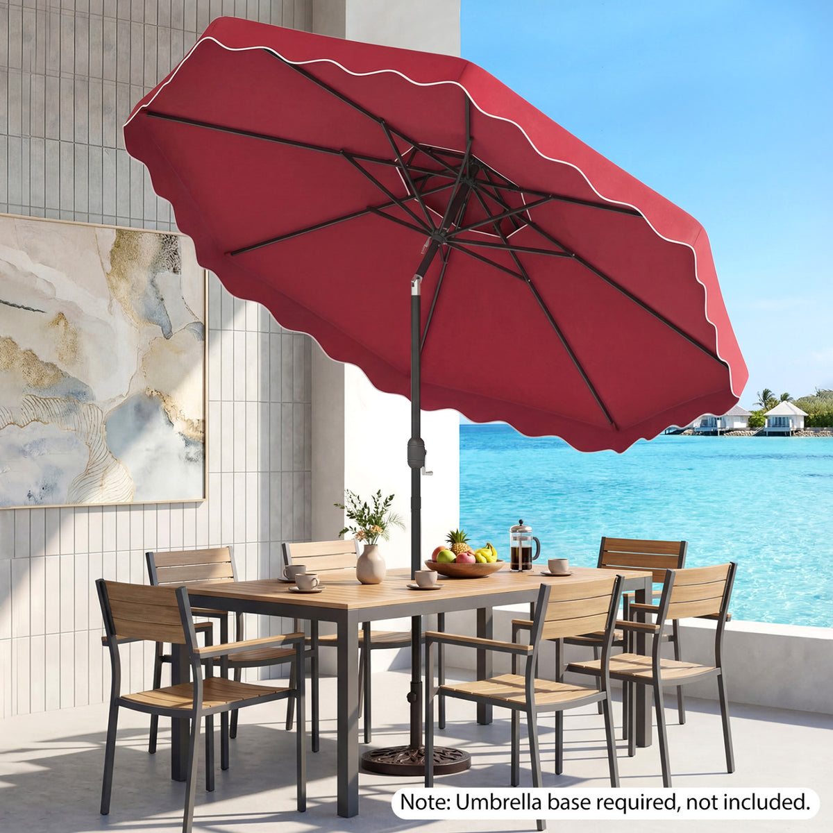 10 Feet Patio Umbrella with Push Button Tilt and Crank-Wine