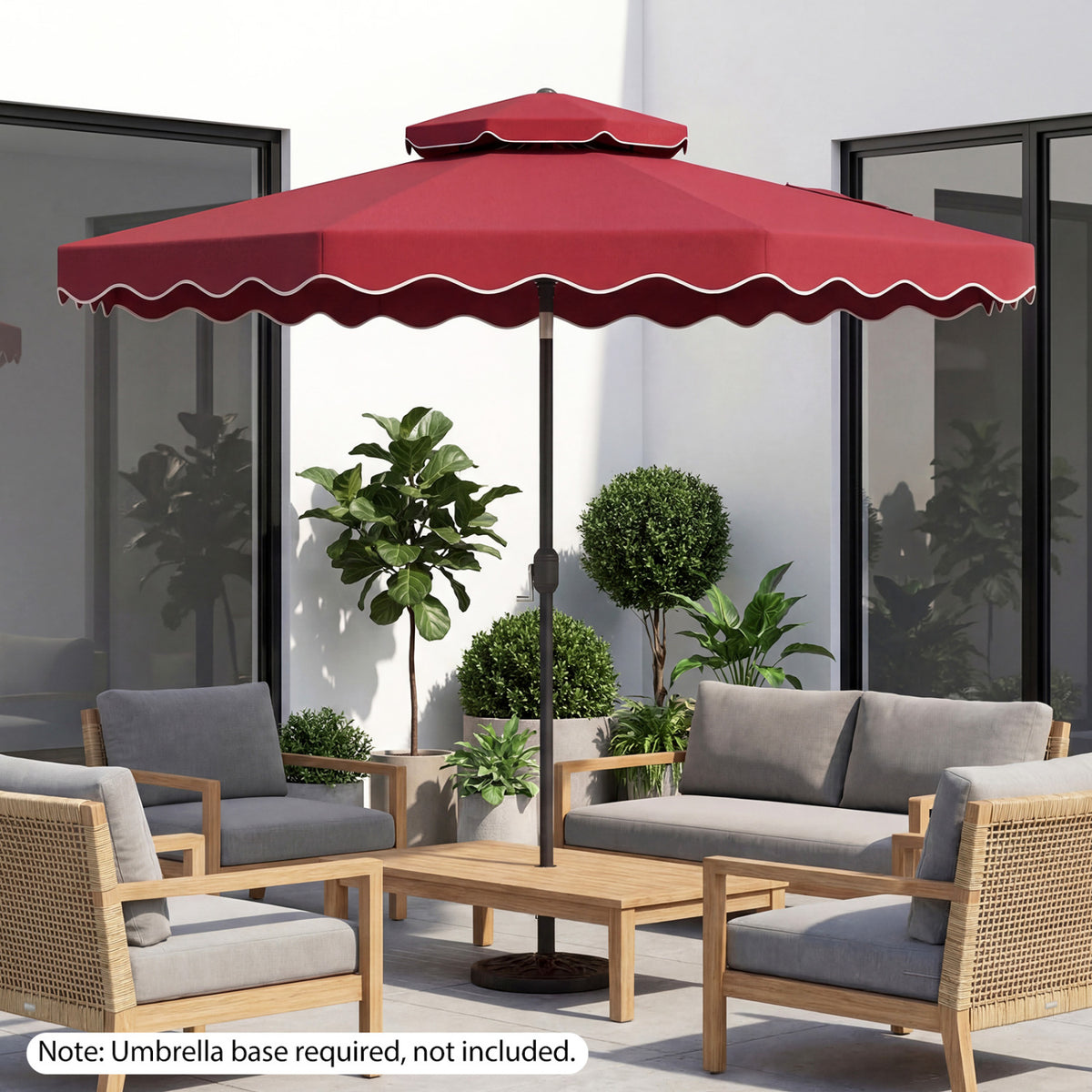 10 Feet Patio Umbrella with Push Button Tilt and Crank-Wine