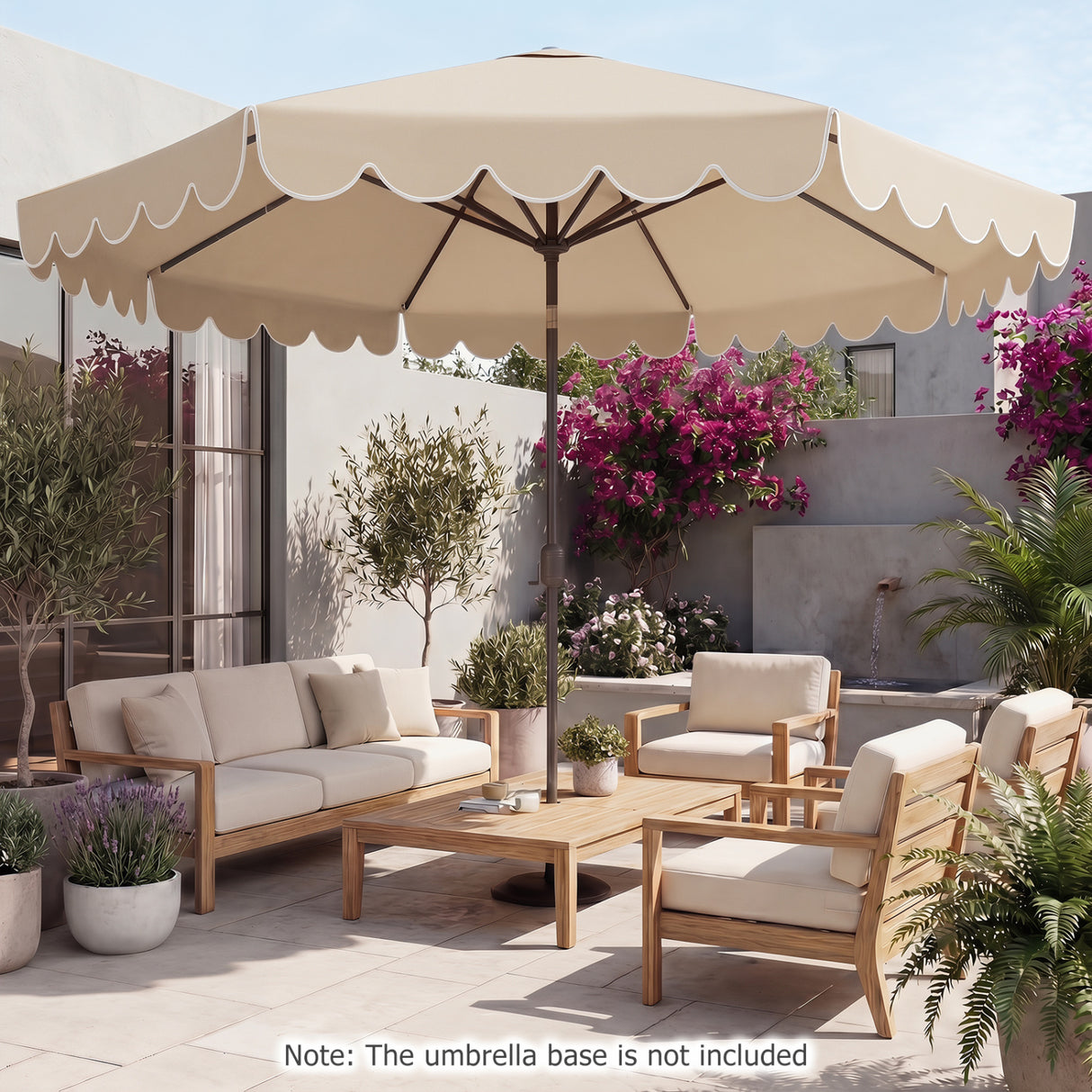 10 Feet Patio UmAbrella Outdoor Market Umbrella with Crank Tilt Adjustment-Beige