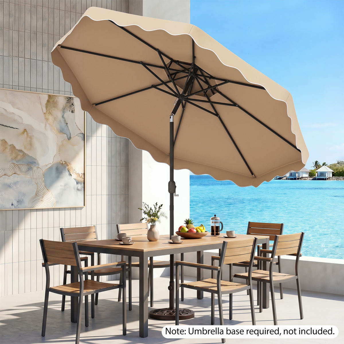 10 Feet Patio Umbrella with Push Button Tilt and Crank-Beige