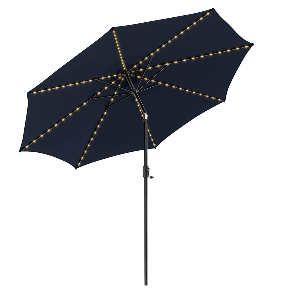 10 Feet Patio Umbrella with 112 Solar Lights and Crank Handle-Navy by DirectDeals