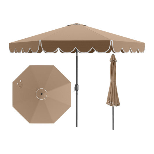 10 Feet Patio Umbrella Outdoor Market Umbrella with Crank Tilt Adjustment-Brown