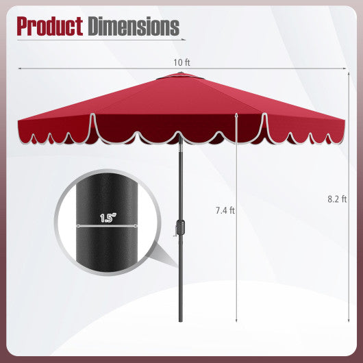 10 Feet Patio Umbrella Outdoor Market Umbrella with Crank Tilt Adjustment-Wine