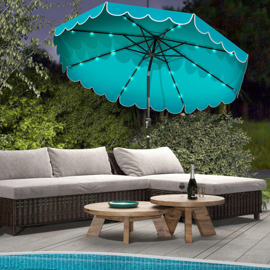 10 Feet Solar Patio Umbrella with 24 LED Lights-Turquoise