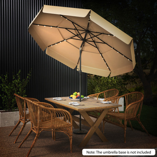 10 Feet Solar Patio Umbrella with 3-Tier Vented Top-Beige
