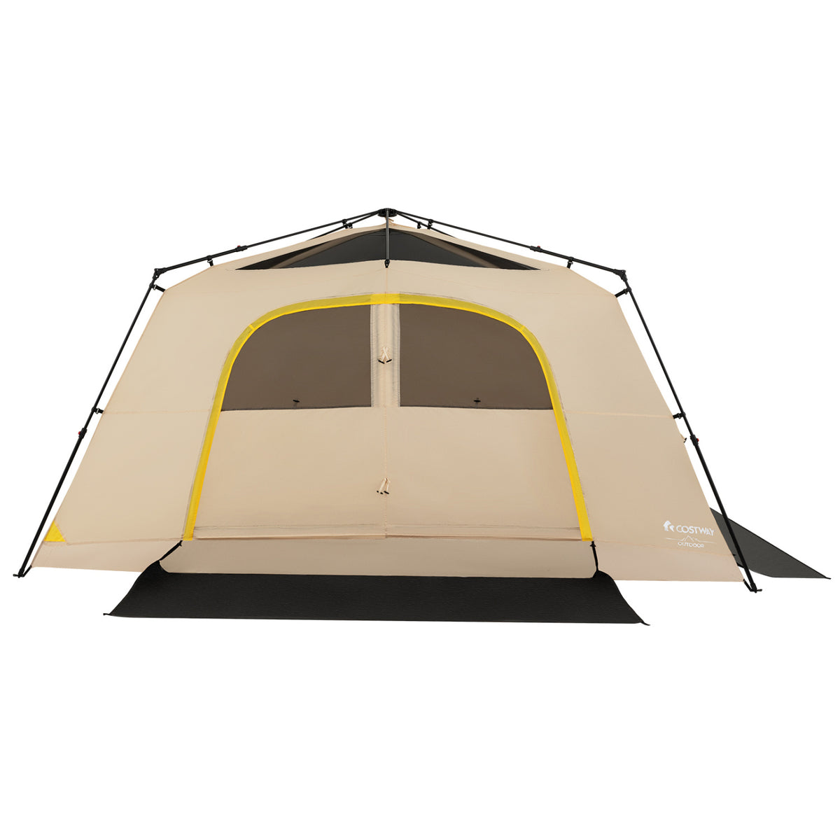 10 Person Instant Cabin Camping Tent with Rainfly 13 ft x 9 ft Portable Large Family Tent-Coffee
