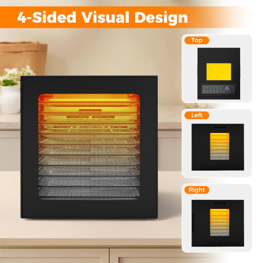 10 Stainless Steel Trays Dryer with 10 Presets-Black