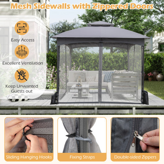 Outdoor Fir Wood Bench with Foldable Middle Table-Natural