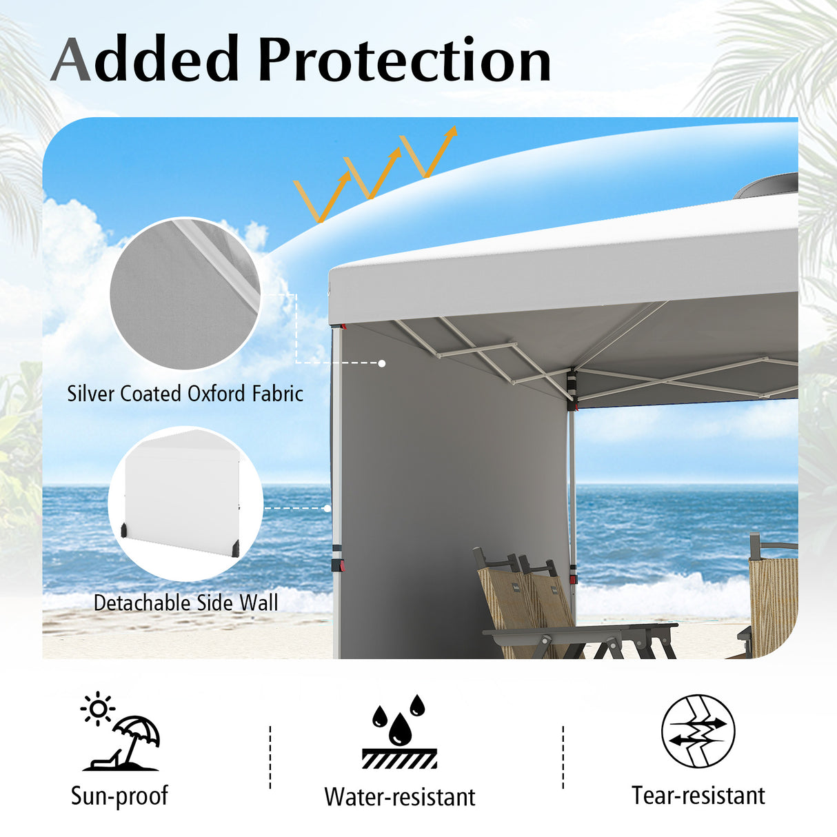 10 X 10 FT Pop up Canopy Tent with 1 Sidewall and Wheeled Bag-White
