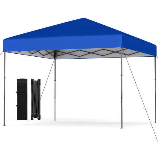 10 X 10 Feet Pop up Canopy Tent with Portable Carrying Bag and 8 Stakes-Blue
