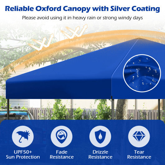 10 X 10 Feet Pop up Canopy Tent with Portable Carrying Bag and 8 Stakes-Blue
