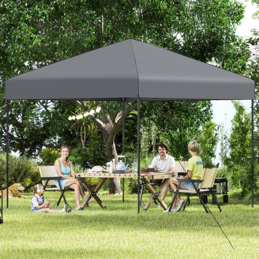 10 X 10 Feet Pop up Canopy Tent with Portable Carrying Bag and 8 Stakes-Gray
