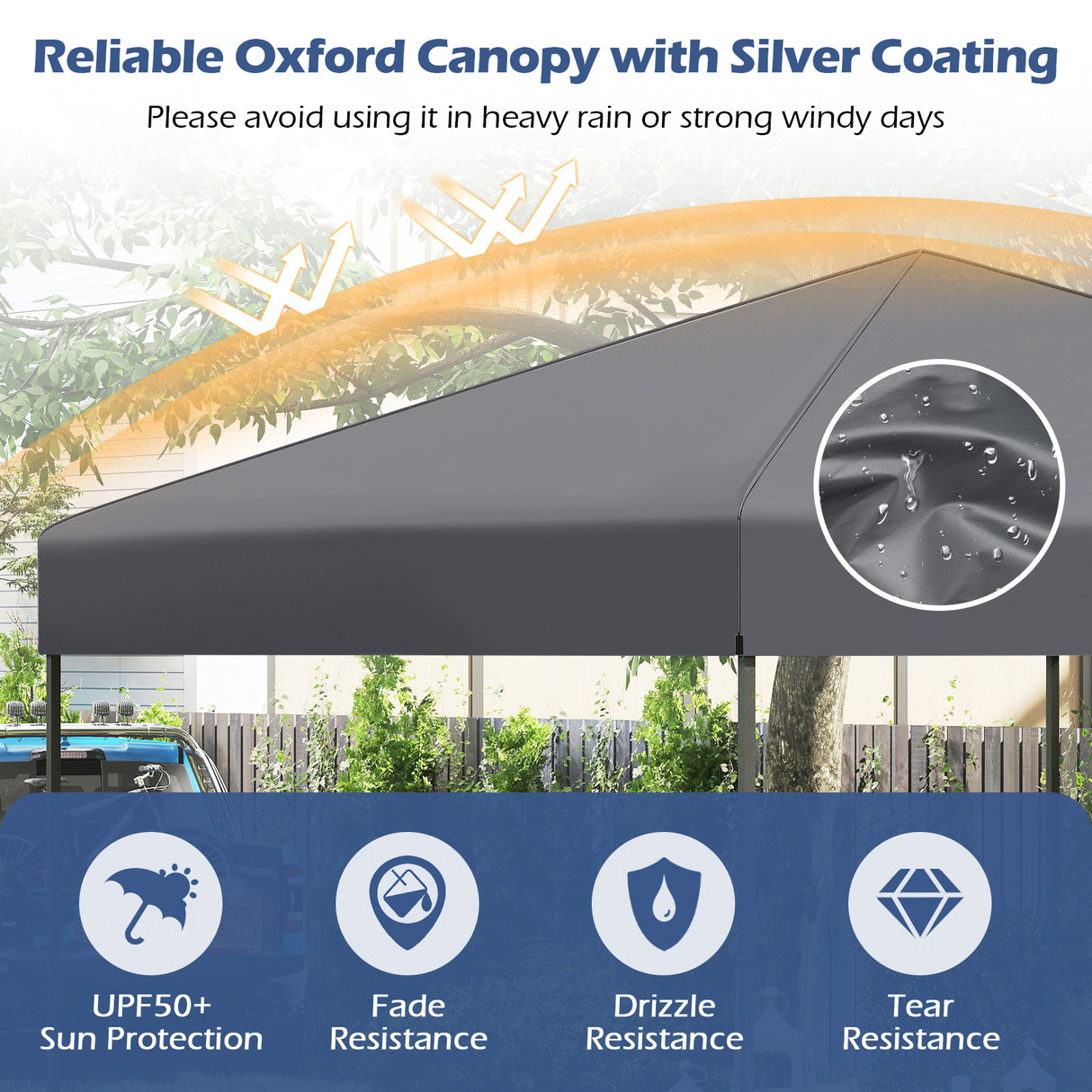 10 X 10 Feet Pop up Canopy Tent with Portable Carrying Bag and 8 Stakes-Gray