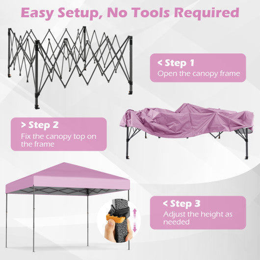 10 X 10 Feet Pop up Canopy Tent with Portable Carrying Bag and 8 Stakes-Gray